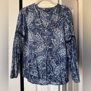 Liverpool paisley print women’s long sleeve V-neck top